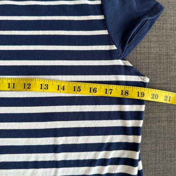 Liz Claiborne | Navy Blue & White Striped Nautical Cotton top - Picture 4 of 7